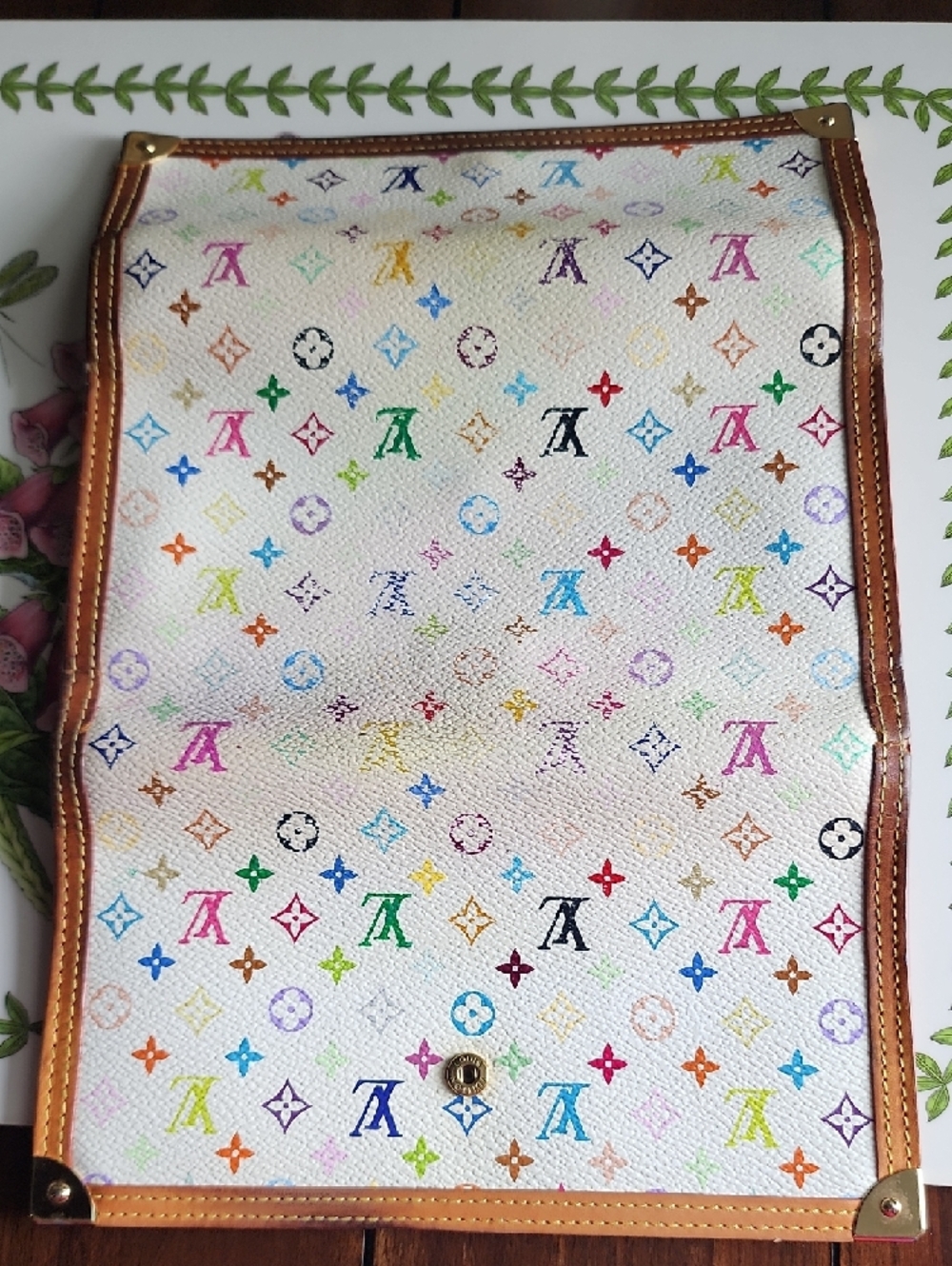 Louis Vuitton White Multicolor Monogram Wallet with Brown Trim - Picture 4 of 16
